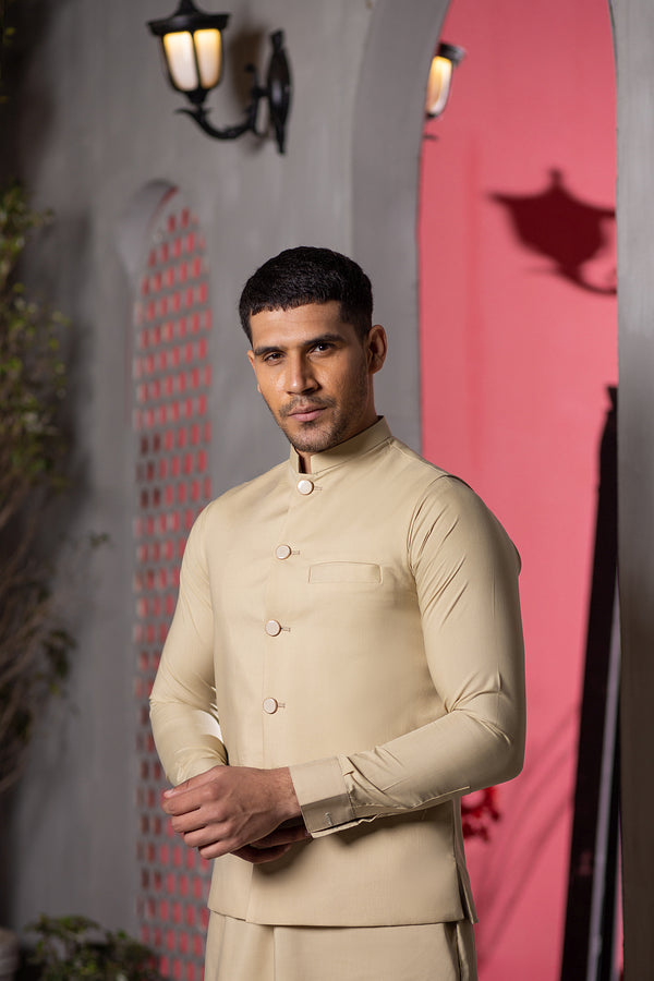 Skin Kurta Pajama With Waistcoat