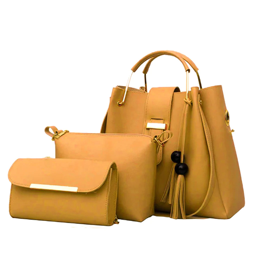 ALEXA 3 PCS YELLOW HANDBAG & SHOULDER BAG