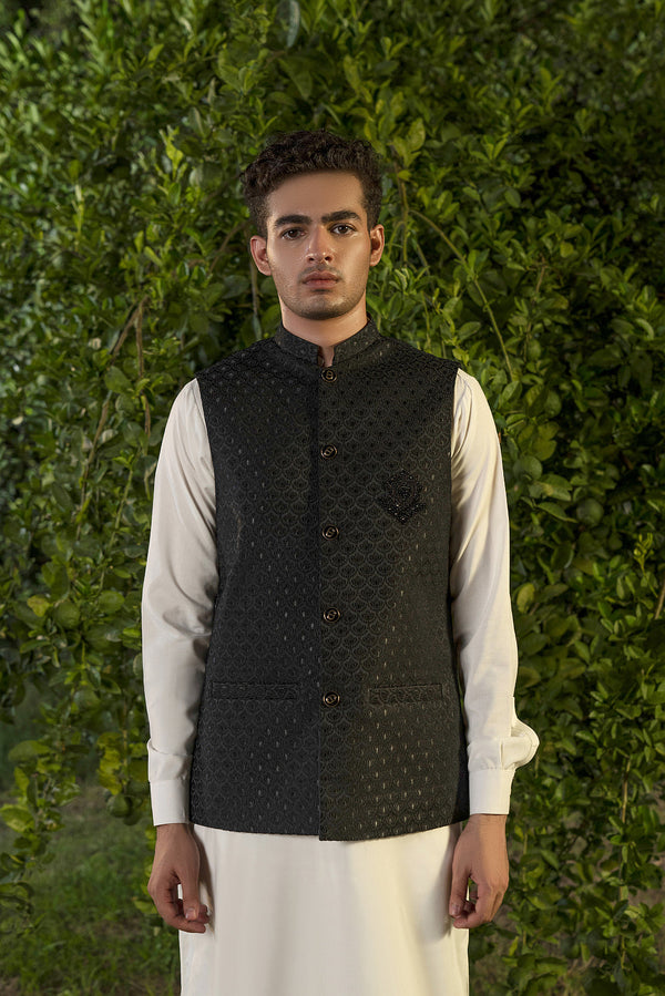 Black Embroidered Waistcoat