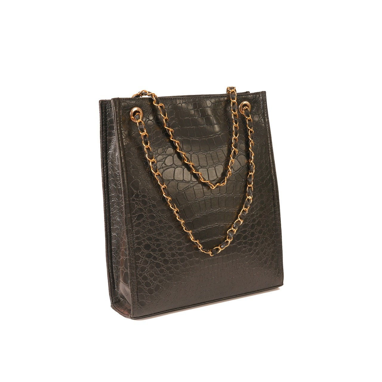 LONG CROCODILE BLACK BAG