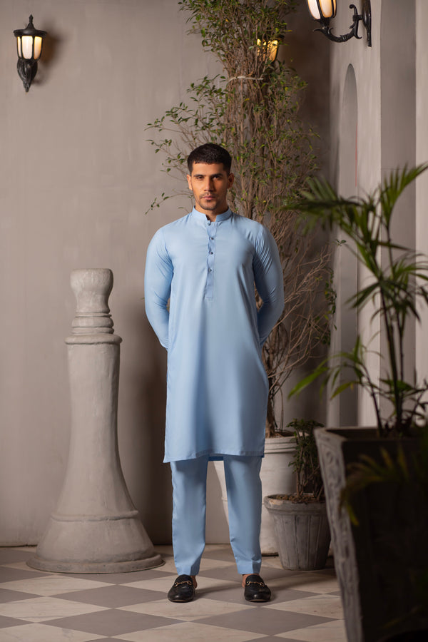 SKY BLUE KURTA & PAJAMA SUITE