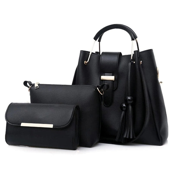 ALEXA 3 PIECE BLACK HANDBAG